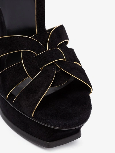 Shop Saint Laurent Black Tribute 135 Platform Sandals