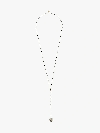 Shop Alexander Mcqueen Silver Tone And Black Embellished Spider Necklace In Metallic
