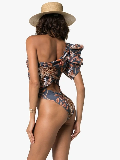 Shop Johanna Ortiz Indonesian Desire One Shoulder Swimsuit In Orange