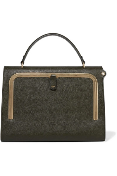 Shop Anya Hindmarch Postbox Textured-leather Tote In Army Green