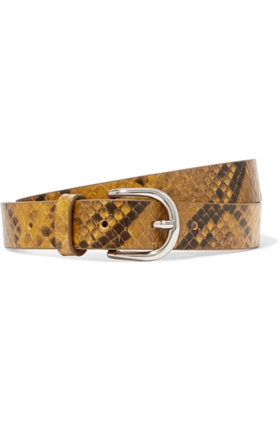 Shop Isabel Marant Zap Snake-effect Textured-leather Belt In Yellow