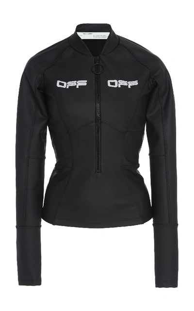 Shop Off-white Active Zip-front Long-sleeve Top In Black