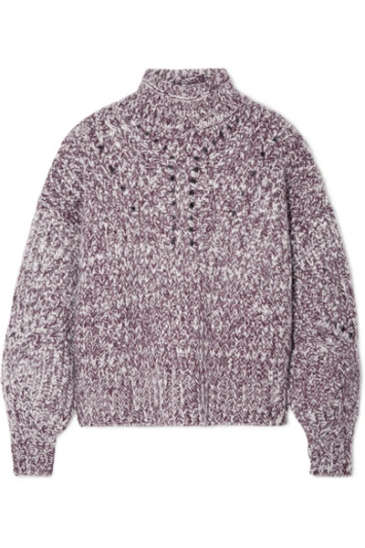 Shop Isabel Marant Jarren Mélange Alpaca-blend Turtleneck Sweater In Grape