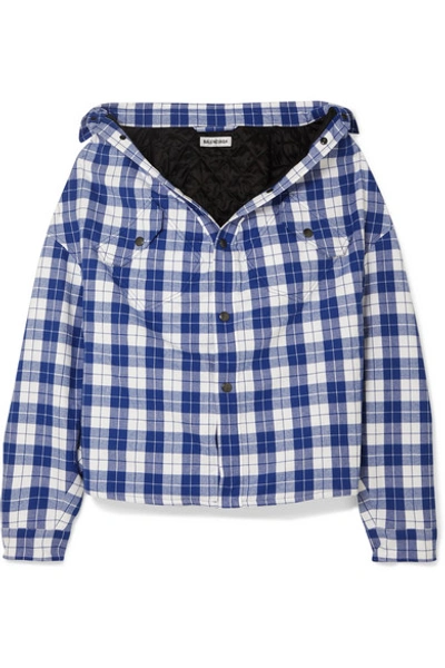 Shop Balenciaga Oversized Checked Quilted Cotton-flannel Shirt In Blue