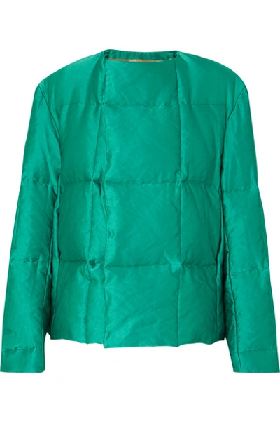 Shop Dries Van Noten Vigo Quilted Satin Down Coat In Emerald