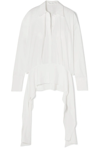 Shop Victoria Victoria Beckham Tie-detailed Satin Shirt In White