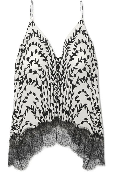 Shop Givenchy Printed Lace-trimmed Silk Crepe De Chine Camisole In White