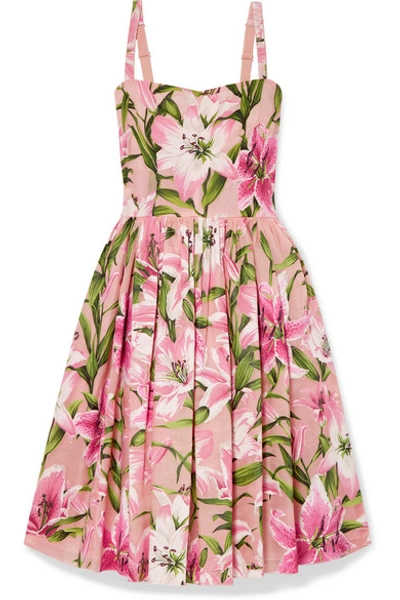 Shop Dolce & Gabbana Floral-print Organza Dress In Baby Pink