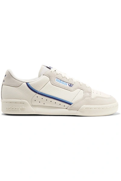 Shop Adidas Originals Continental 80 Grosgrain-trimmed Suede And Textured-leather Sneakers In White