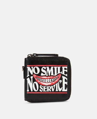 Shop Stella Mccartney Black No Smile No Service Wallet