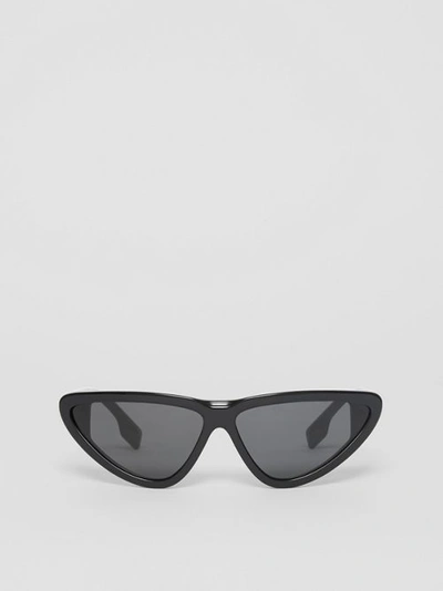 Shop Burberry Triangular Frame Sunglasses In Black