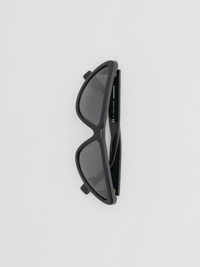 Shop Burberry Triangular Frame Sunglasses In Black