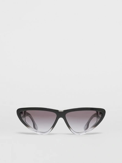 Shop Burberry Gradient Detail Triangular Frame Sunglasses In Black