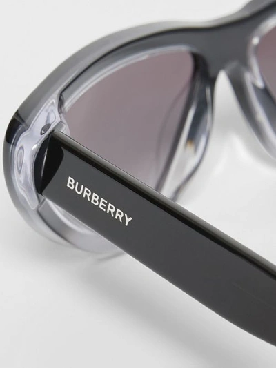 Shop Burberry Gradient Detail Triangular Frame Sunglasses In Black