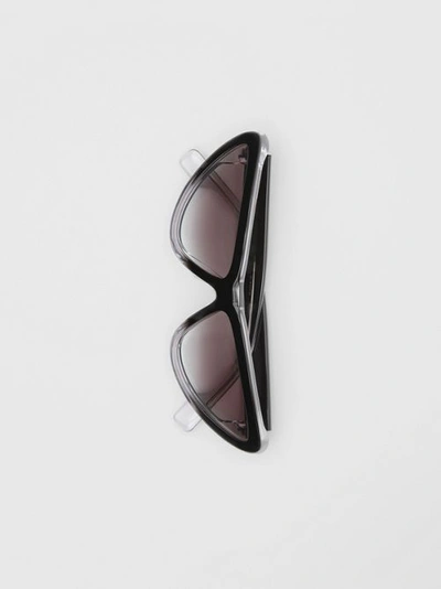 Shop Burberry Gradient Detail Triangular Frame Sunglasses In Black