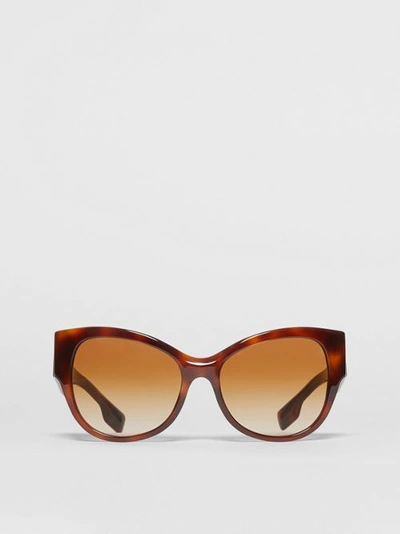 Shop Burberry Butterfly Frame Sunglasses In Amber Tortoiseshell