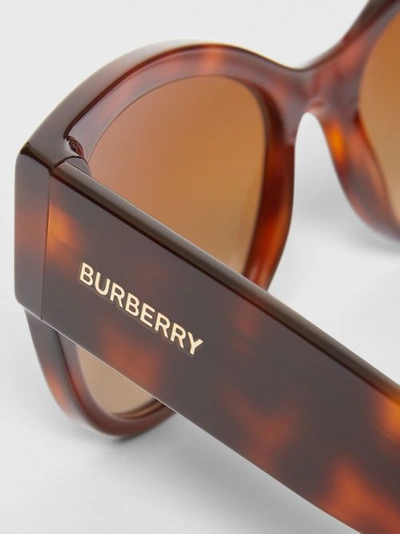 Shop Burberry Butterfly Frame Sunglasses In Amber Tortoiseshell