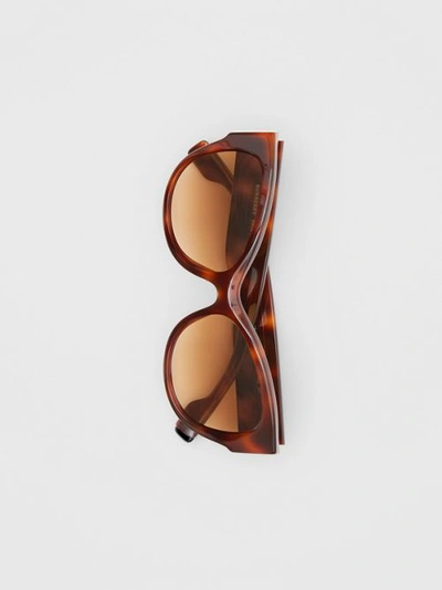 Shop Burberry Butterfly Frame Sunglasses In Amber Tortoiseshell