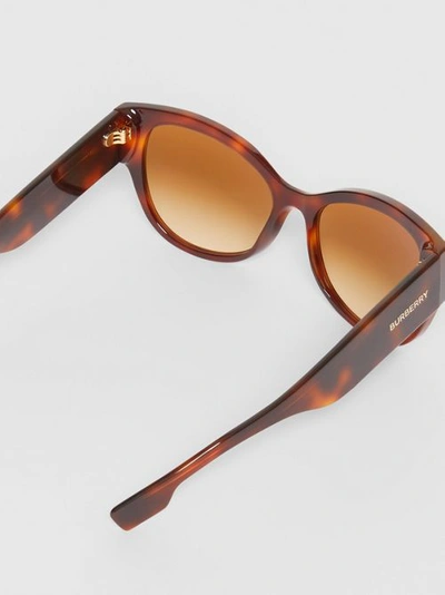 Shop Burberry Butterfly Frame Sunglasses In Amber Tortoiseshell