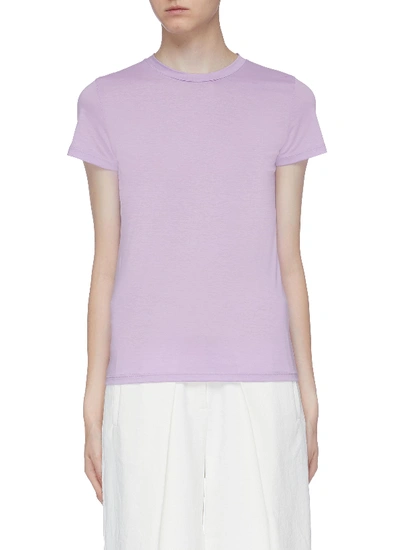 Shop Vince Pima Cotton T-shirt In Purple