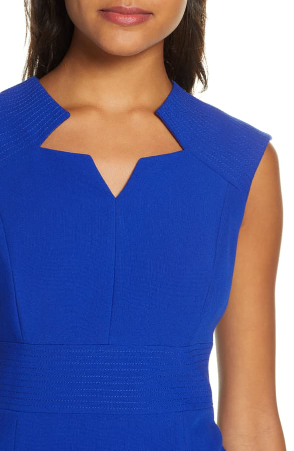 tahari star neckline crepe sheath dress