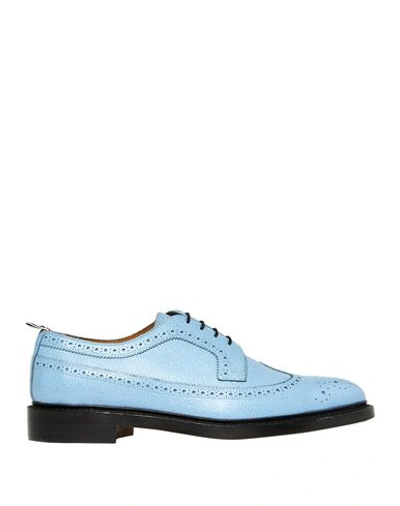 Shop Thom Browne Laced Shoes In Sky Blue
