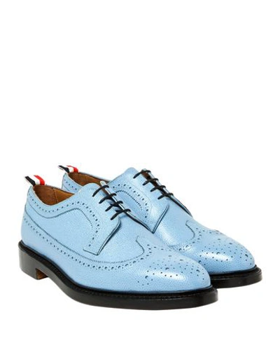Shop Thom Browne Laced Shoes In Sky Blue