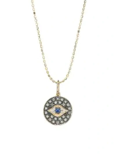 Shop Sydney Evan Women's Diamond & 14k Gold Small Evil Eye Medallion Pendant Necklace