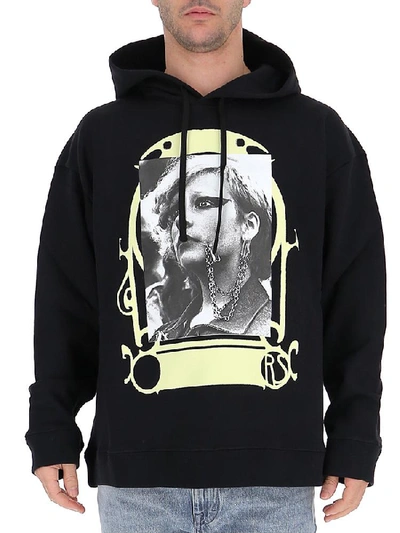 Shop Raf Simons Graphic Printed Hoodie In Black