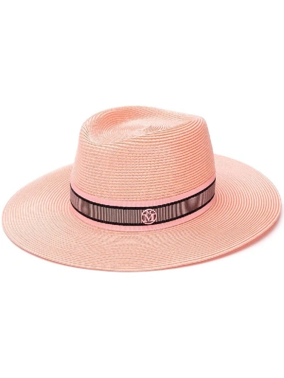 Shop Maison Michel Pink Straw Charles Hat