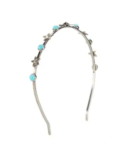 Shop Valentino Antique Turquoise Crown In Grey Multi