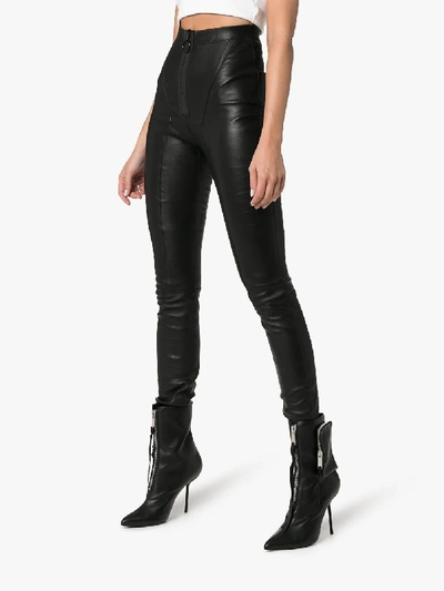 Shop Off-white High Waist Leather Leggings In Black