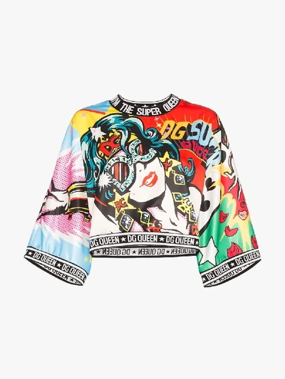 Shop Dolce & Gabbana Super Heroine Print Top In Multicolour