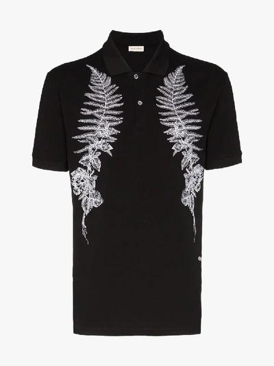 Shop Alexander Mcqueen Frosted Fern Print Polo Shirt In Black