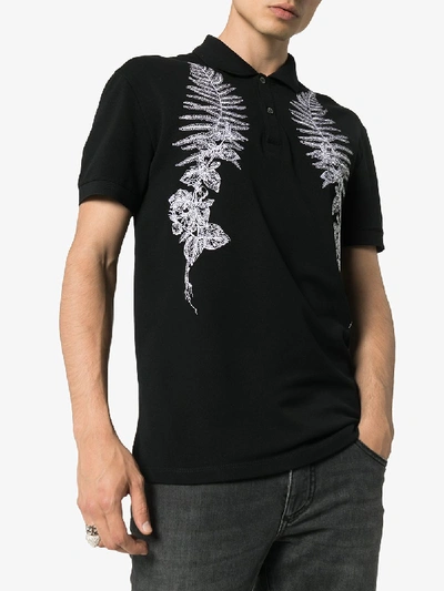 Shop Alexander Mcqueen Frosted Fern Print Polo Shirt In Black