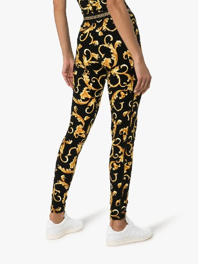 Shop Versace Baroque Print Leggings In Black