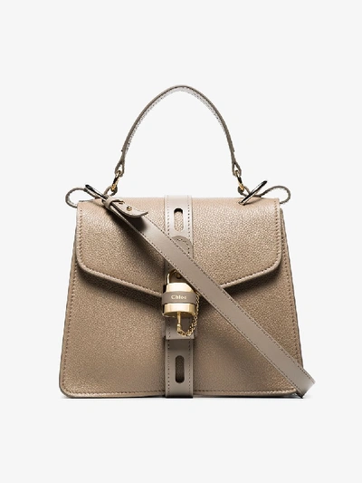 Shop Chloé Grey Aby Small Leather Shoulder Bag In Neutrals