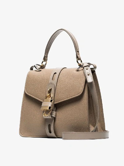 Shop Chloé Grey Aby Small Leather Shoulder Bag In Neutrals