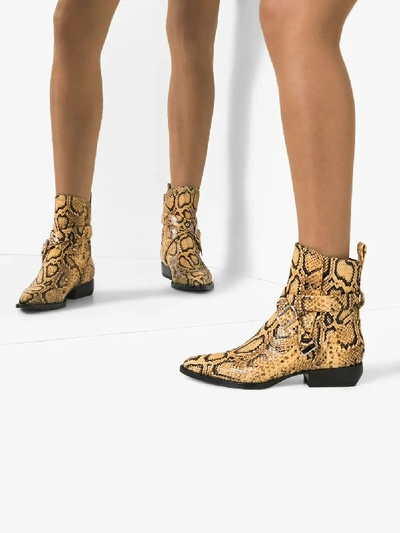 Shop Chloé Wheat Yellow Rylee 30 Snake Effect Ankle Boots