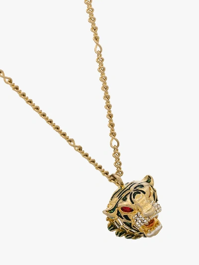 Shop Gucci Gold Tone Tiger Head Pendant Necklace
