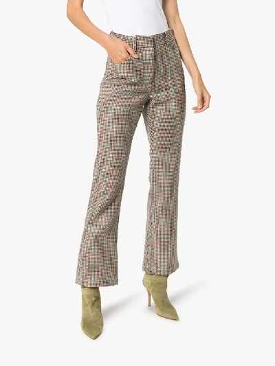 Shop Off-white High Waist Houndstooth Trousers In Multicolour