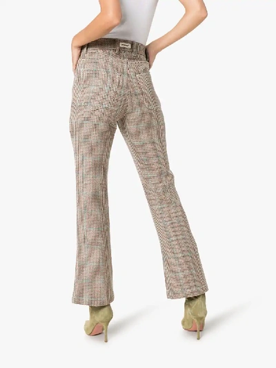 Shop Off-white High Waist Houndstooth Trousers In Multicolour