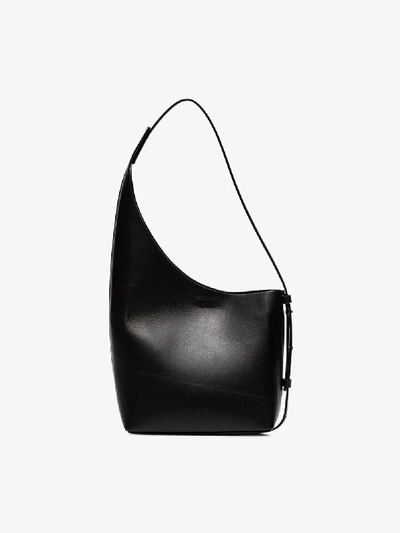 Shop Aesther Ekme Black Demi Lune Asymmetric Bucket Bag