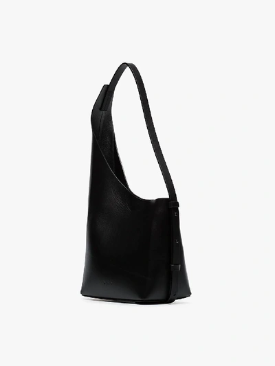Shop Aesther Ekme Black Demi Lune Asymmetric Bucket Bag