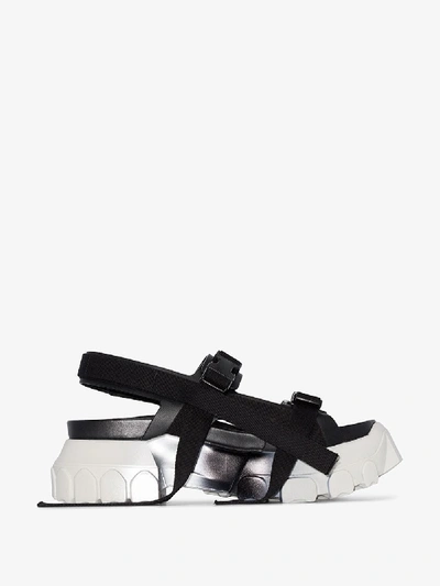 Shop Rick Owens Black And White Larry Tractor Hiking Sandals
