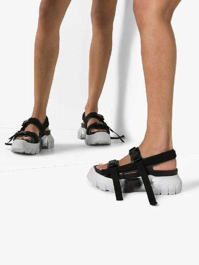 Shop Rick Owens Black And White Larry Tractor Hiking Sandals