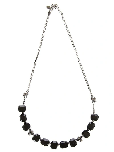 Shop Alexander Mcqueen Skull Gemstone Necklace In Black