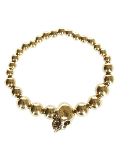 Shop Alexander Mcqueen Skull Pendant Bracelet In Gold