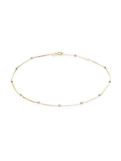 Shop Saks Fifth Avenue Women's 14k Two-tone Gold Anklet In Grey