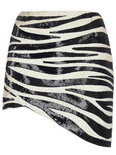 Shop Saint Laurent Zebra Print Asymmetrical Skirt In Animalier